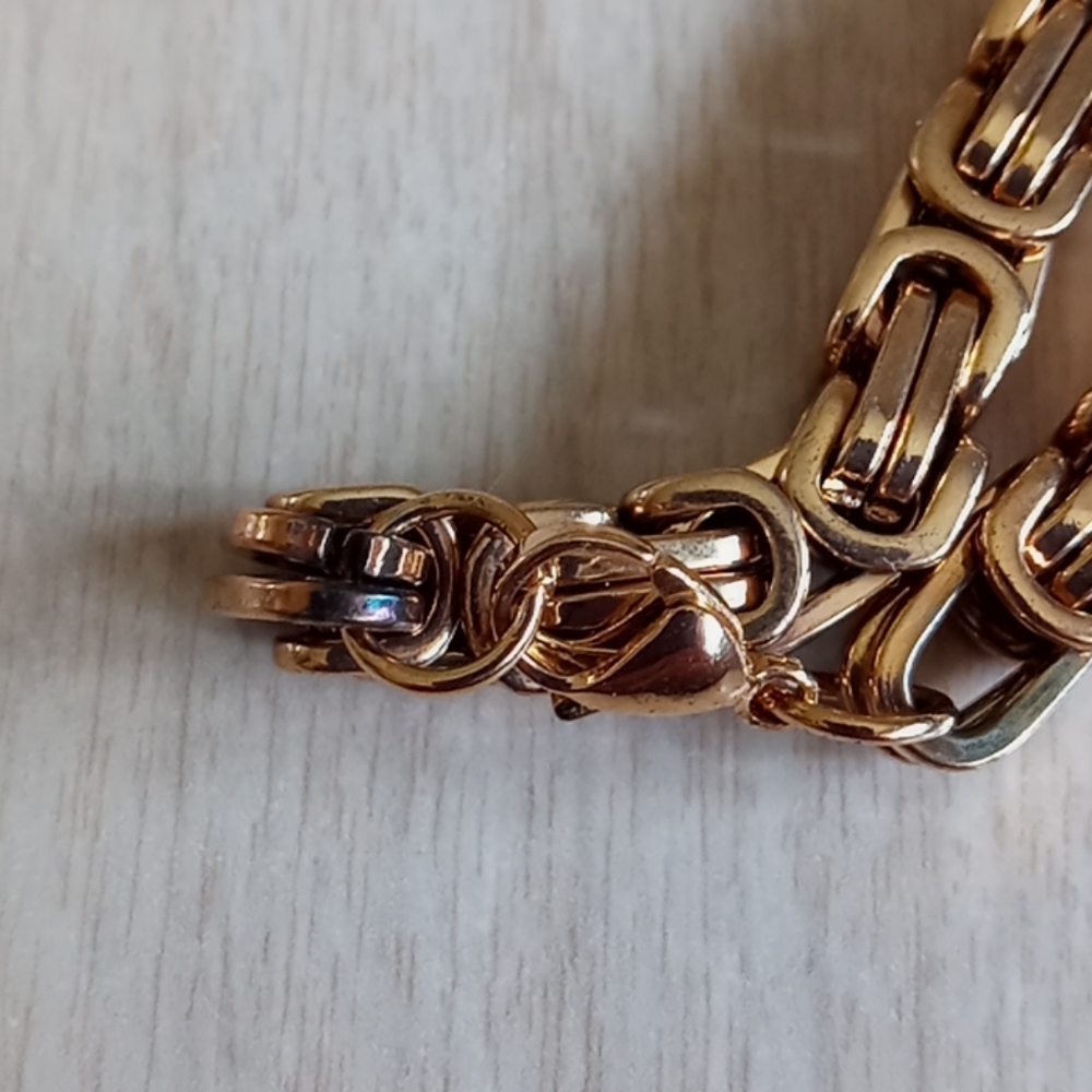 Men's Byzantine Stainless Steel Gold Tone Necklace - Picture 5 of 6